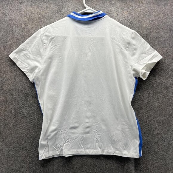 Ralph Lauren Golf Polo Shirt Women Large White Blue Trim Pony Logo Collar Casual - Picture 2 of 11
